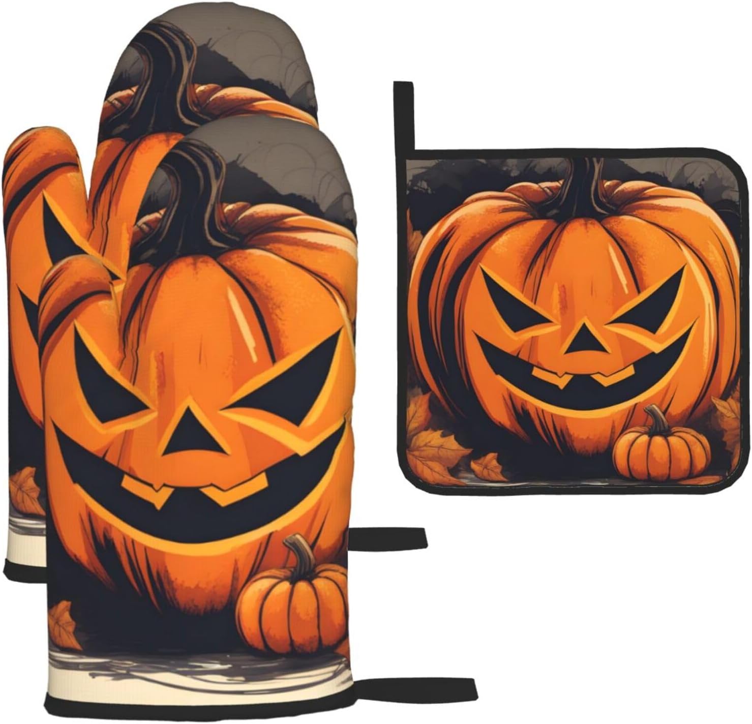 YYHHAOFA Kitchen Baking Set of 3 with Pumpkin Halloween Prints