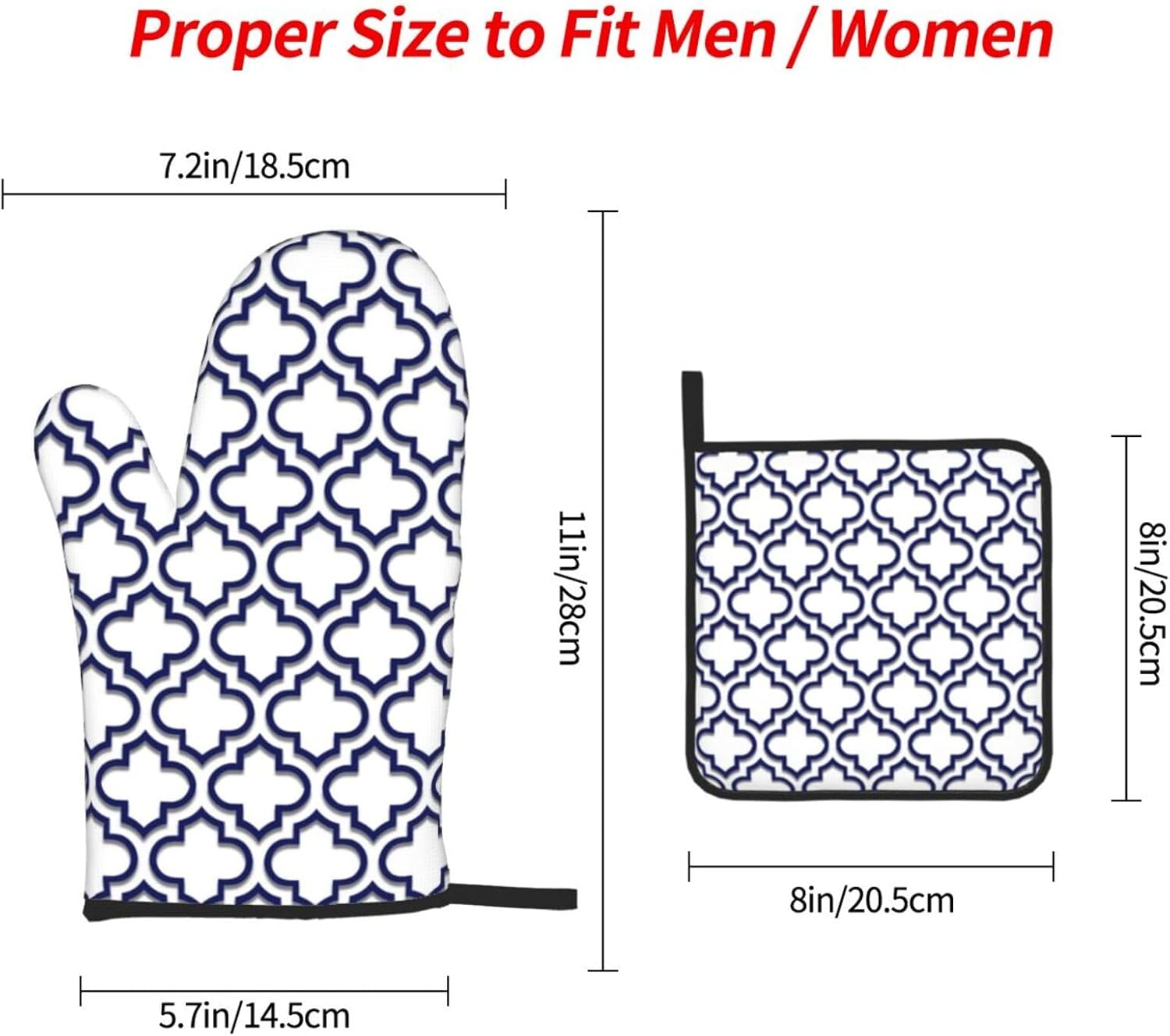 Jinoarob 3-Piece Oven Mitt and Pot Holder Set Heat Resistant Kitchenware