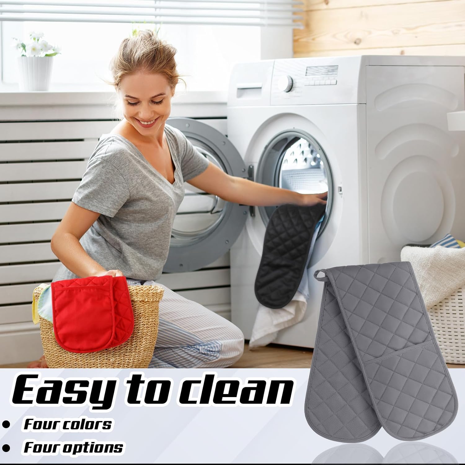 TecUnite 4-Piece Heat-Resistant Oven Mitt Set Durable Kitchen Essentials