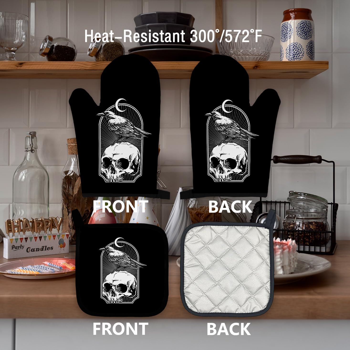 Gothic Skeleton Pot Holder Set