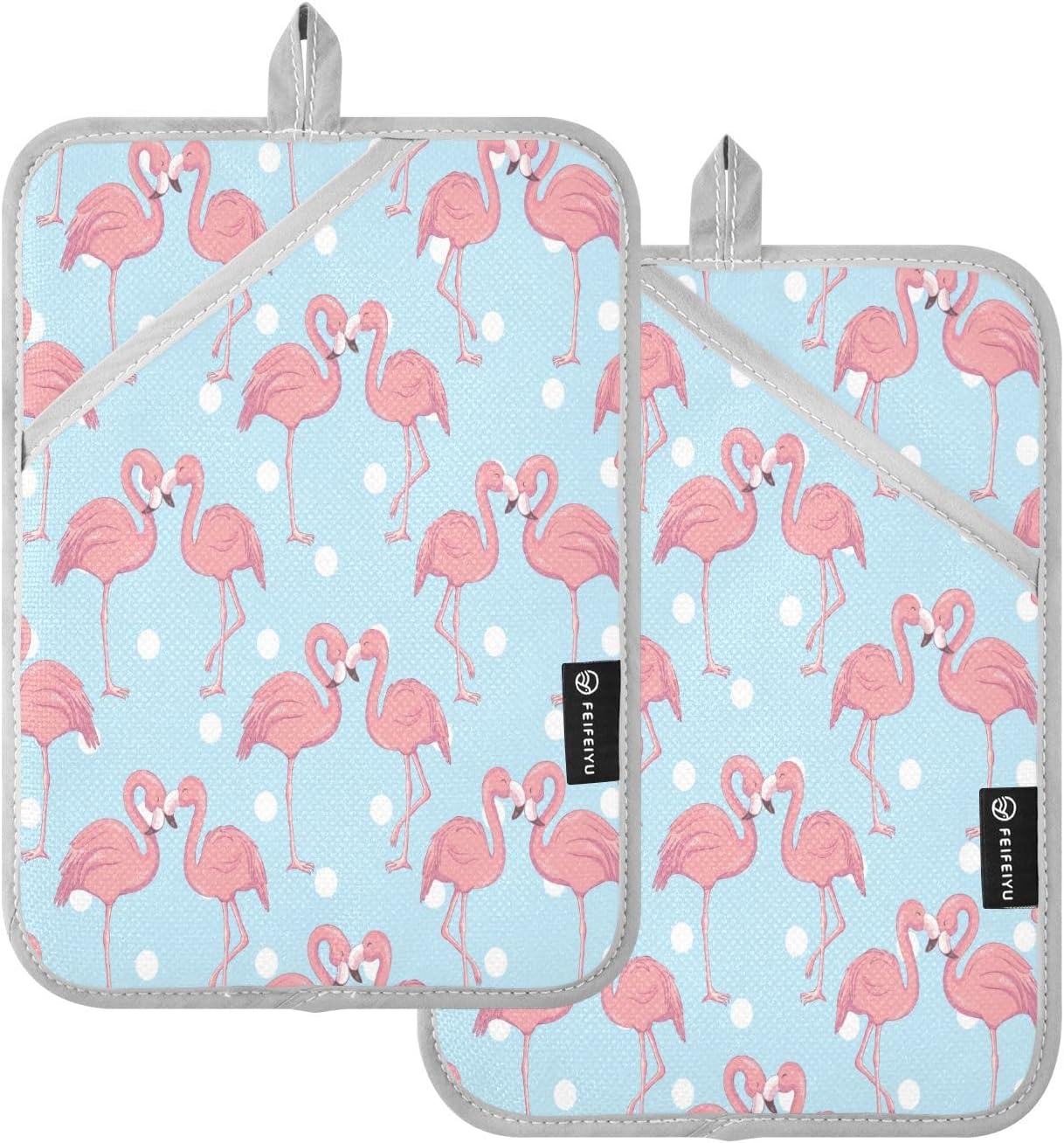Kcldeci Pink Flamingo 2Pack Heat Resistant Oven Mitts