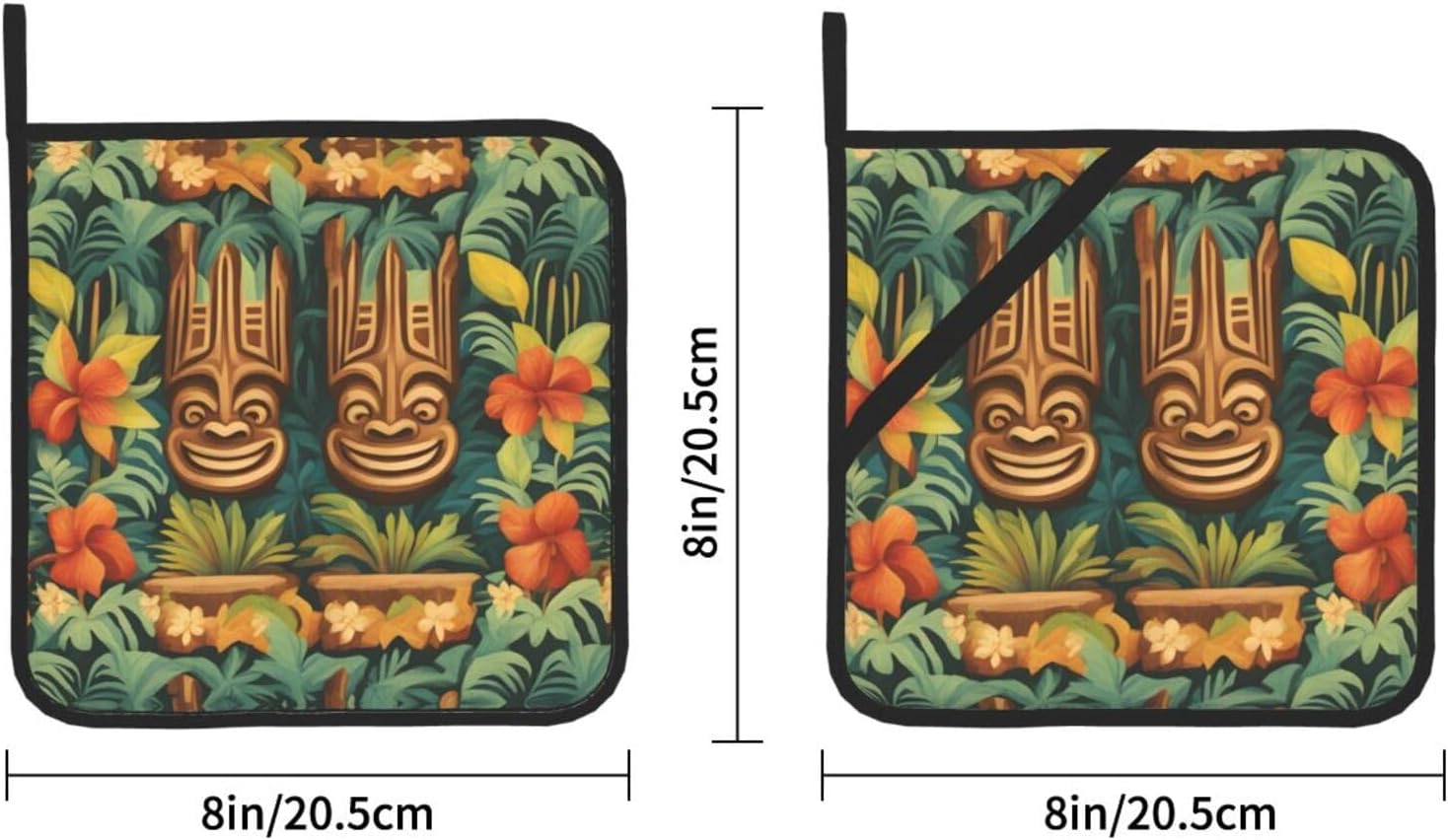 Aloha Tiki Pattern - Heat-Resistant Potholders - BBQ Kitchen Essentials