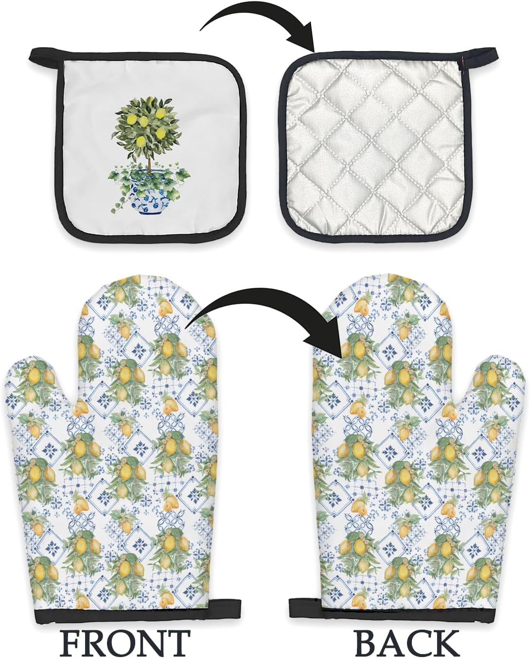 Chinoiserie Oven Mitts Set