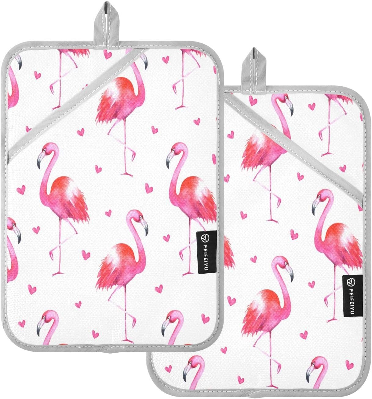 Flamingo Hearts Pot Holders 2-Pack