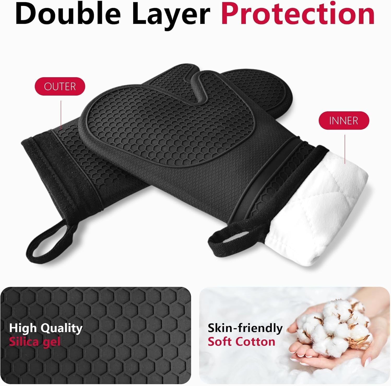 Extra Long Silicone Oven Mitts