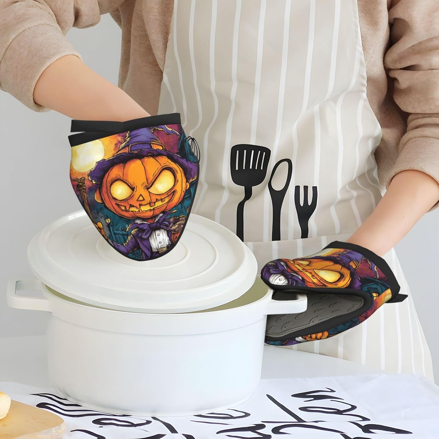 Gjieliness Halloween Pumpkin Mini Silicone Oven Mitts