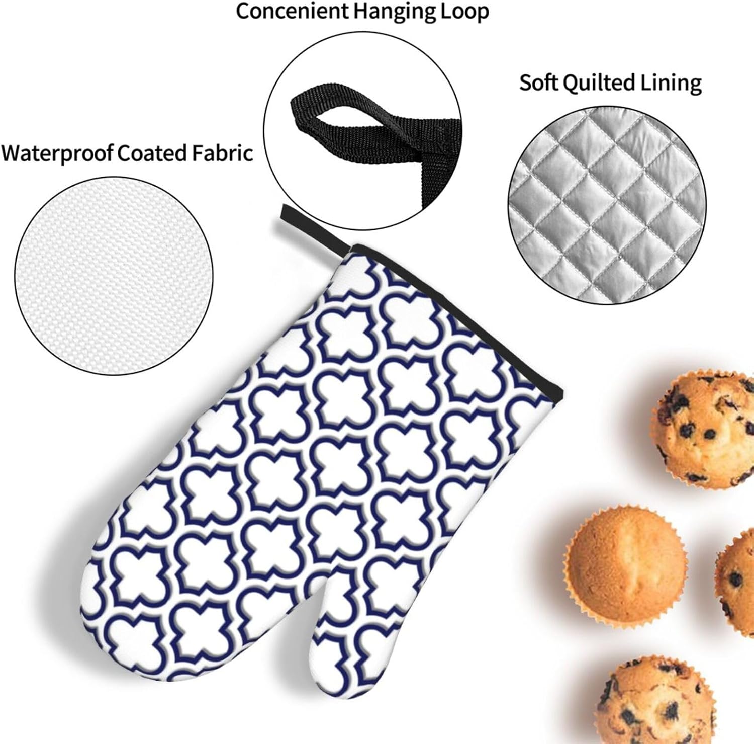 Jinoarob 3-Piece Oven Mitt and Pot Holder Set Heat Resistant Kitchenware
