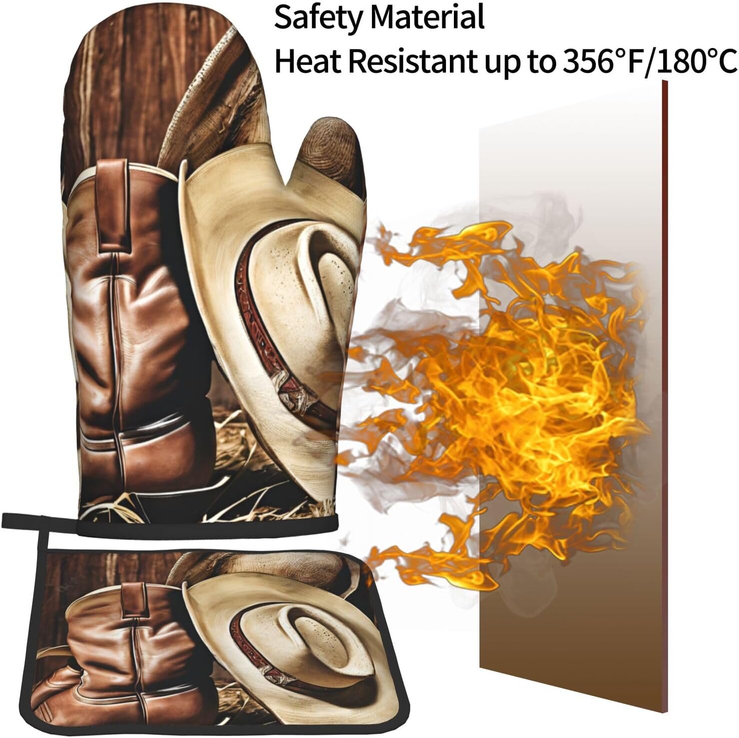 Fortified Cowboy Hat 2-Piece Oven Mitt Pot Holder Set