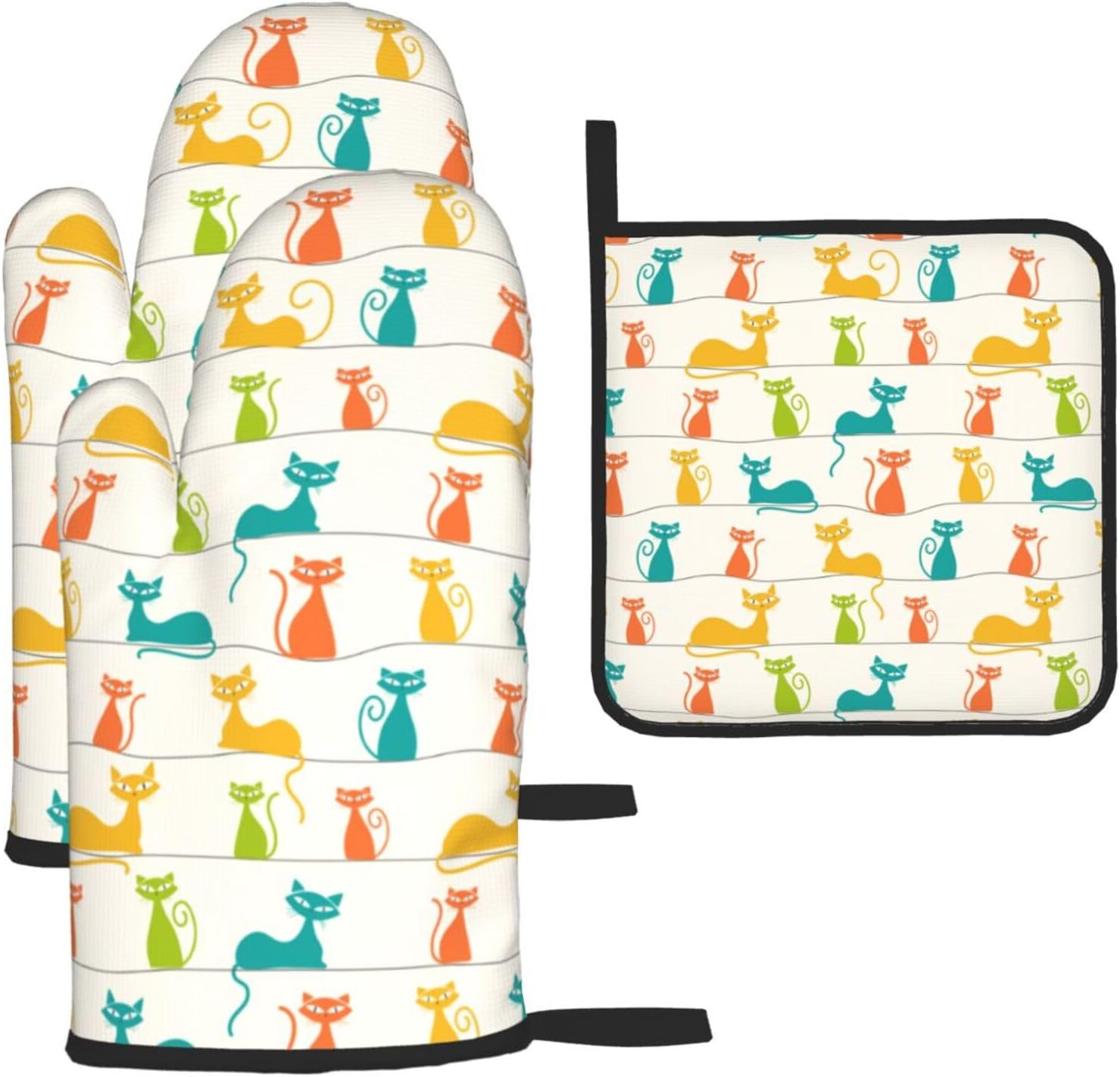 LANAIQO Mid Century Modern Oven Mitts Set 3 Piece 1