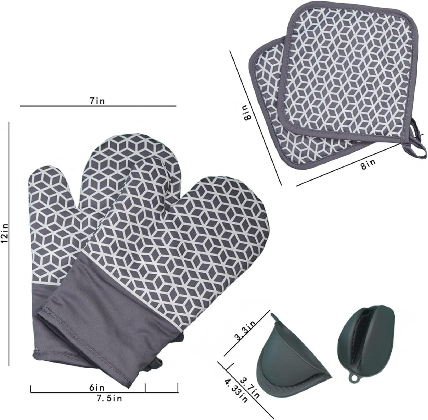 6-Piece Heat-Resistant Oven Mitts Set