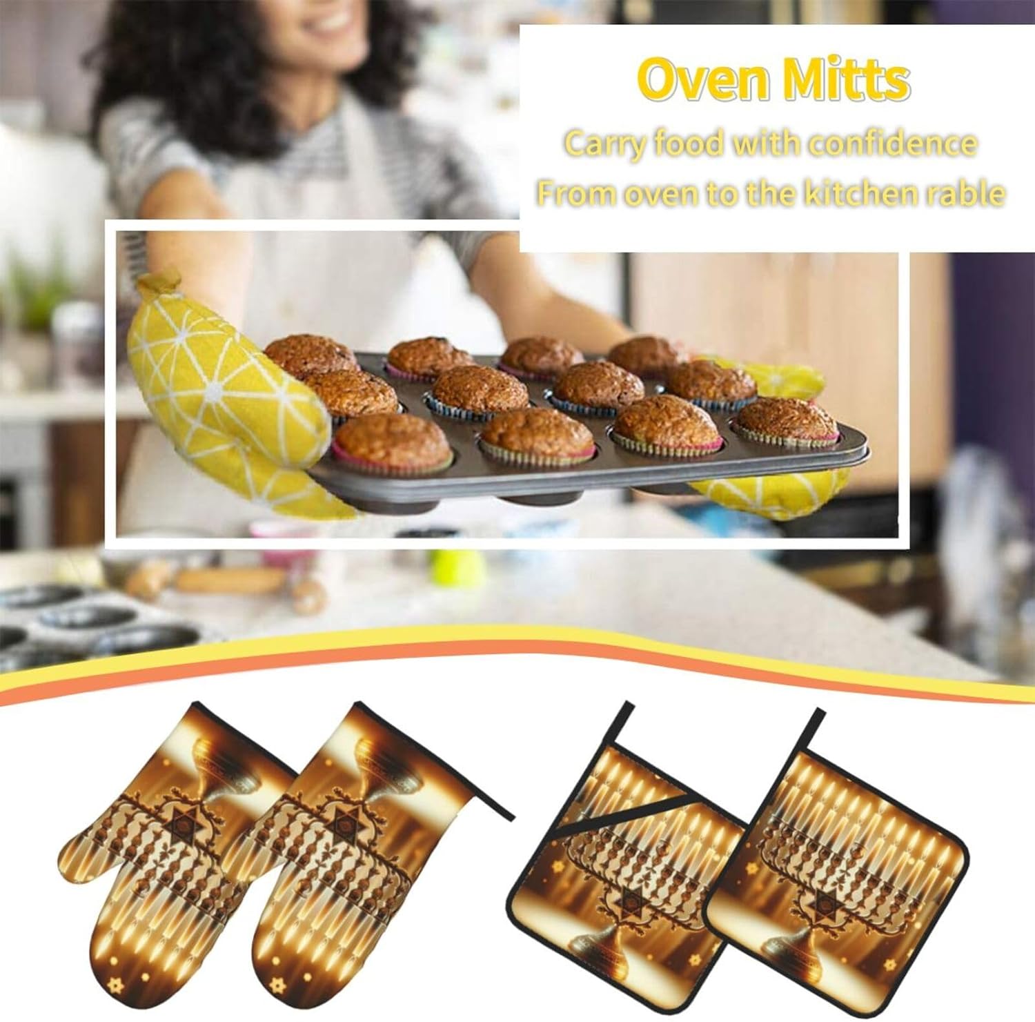 HEAT-RESISTANT OVEN MITS for Cooking and Baking