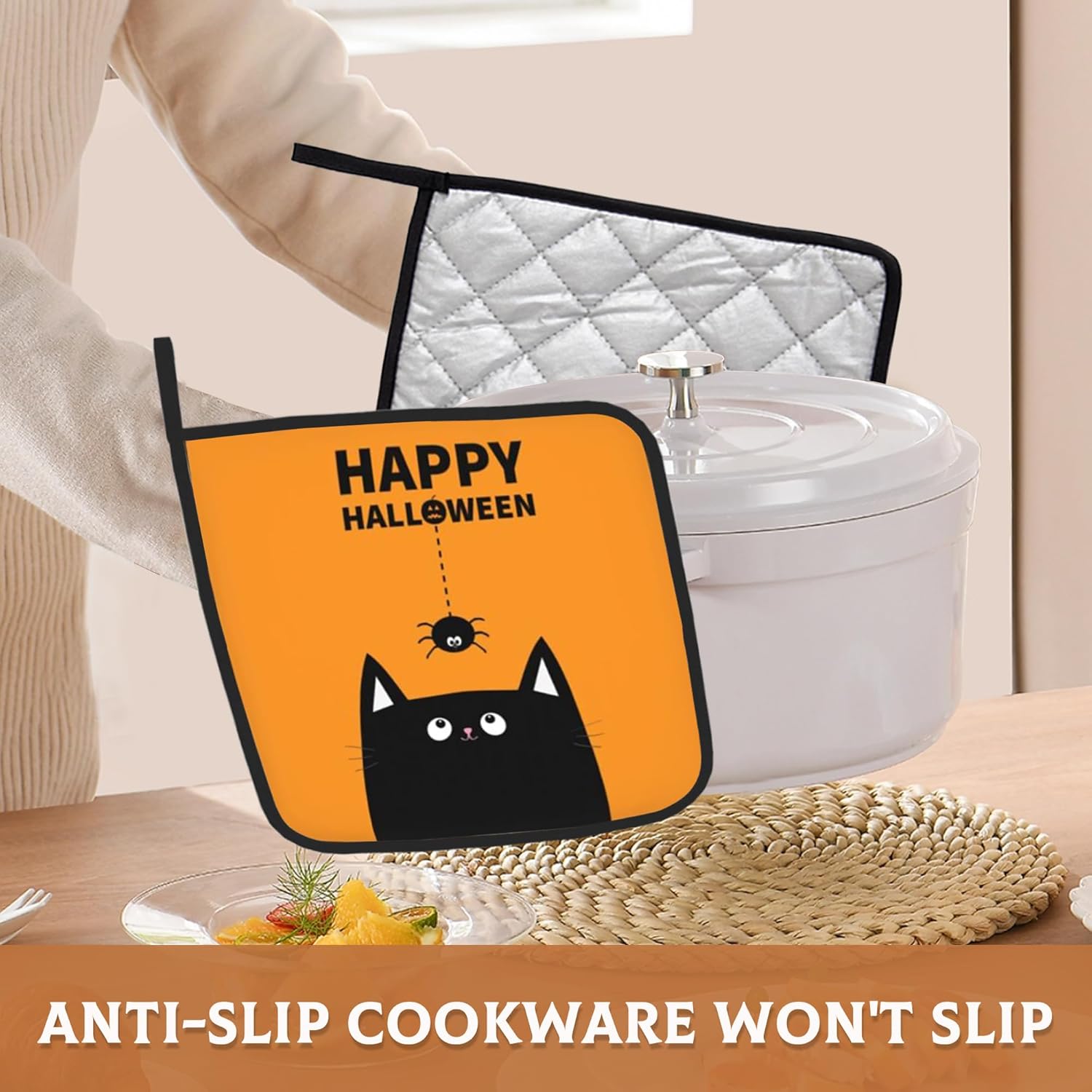BAMOWEY Happy Halloween Pot Holders Set of 2