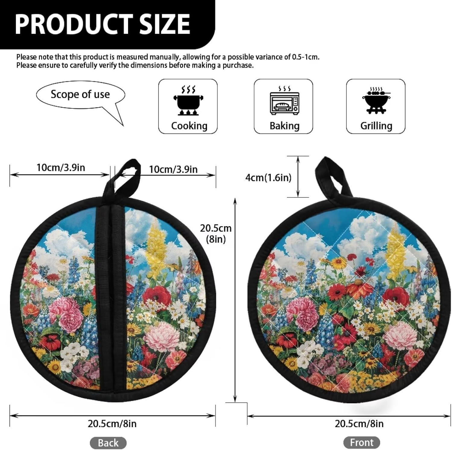 Colorful Flowers Heat Resistant Oven Mitts
