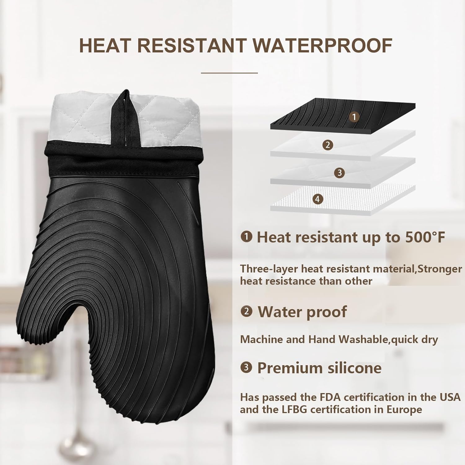 Tayfeim Silicone Oven Mitts - Heat Resistant BPA-Free Easy Clean
