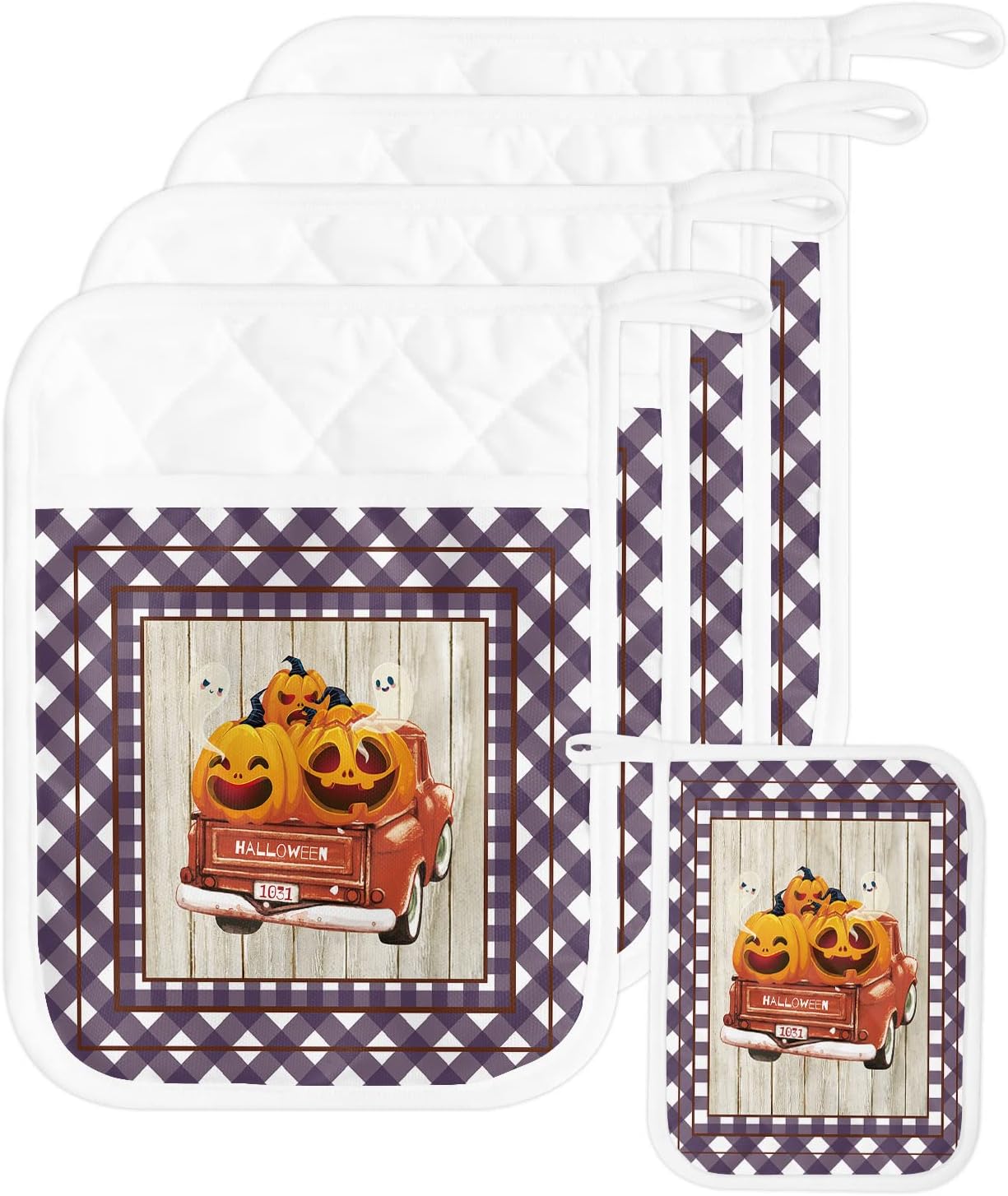 Halloween Ghost Pumpkins 5-Piece Pot Holder Set