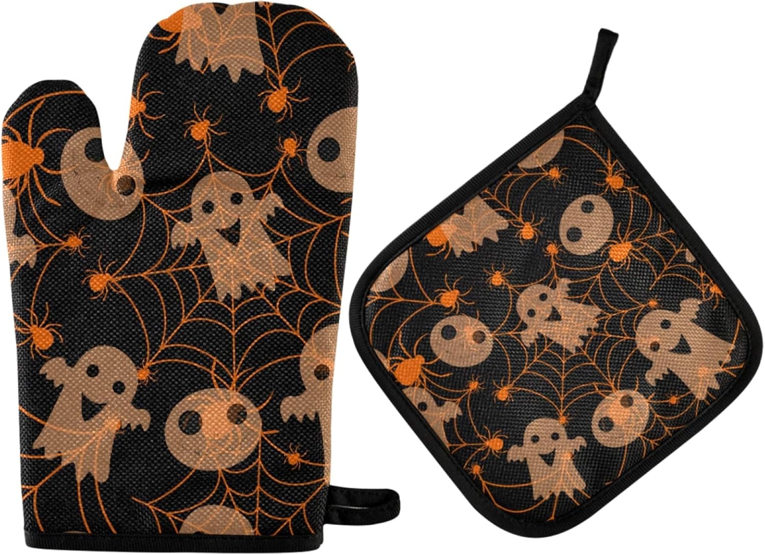 Halloween Cute Ghost Pot Holder Oven Mitt Set