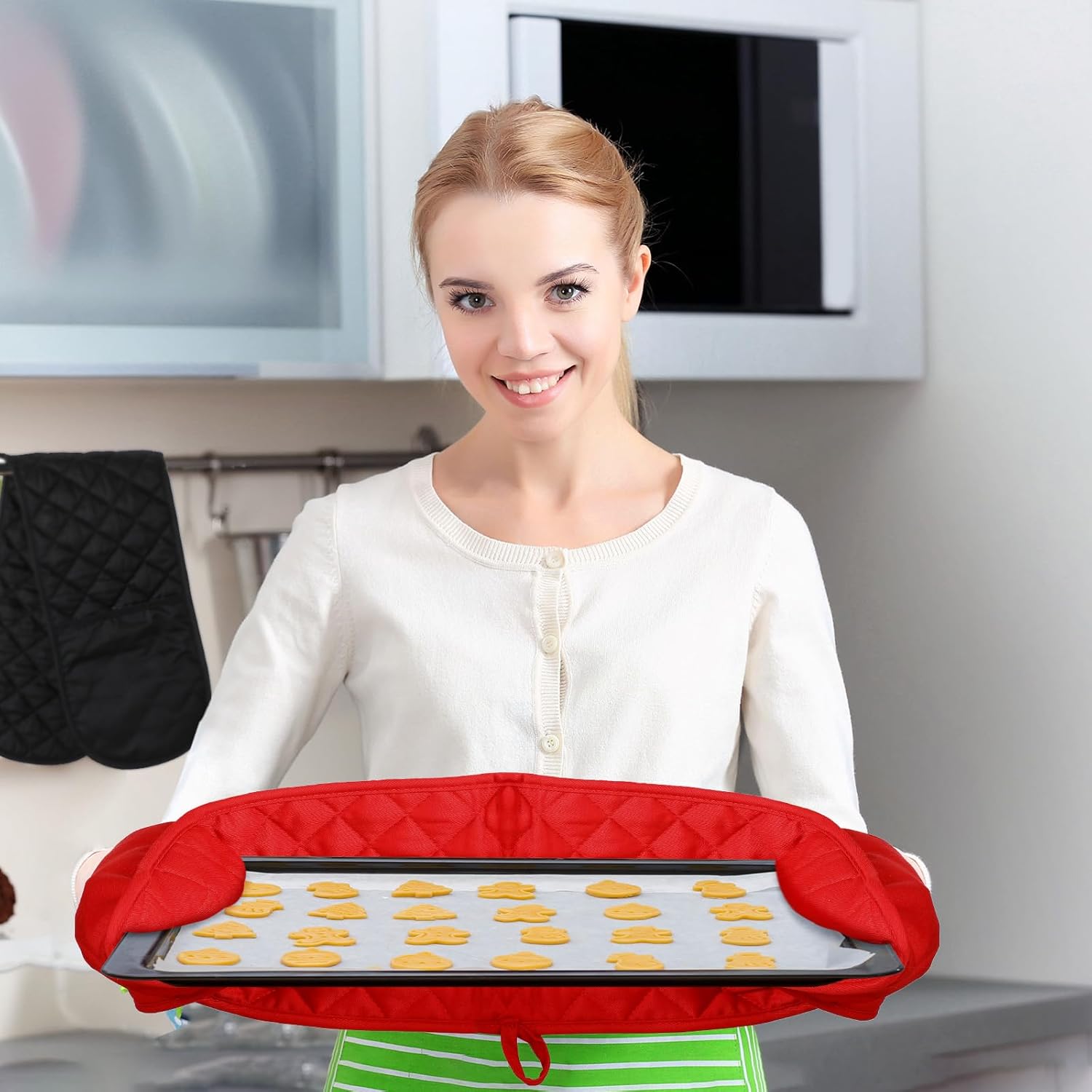 TecUnite 4-Piece Heat-Resistant Oven Mitt Set Durable Kitchen Essentials