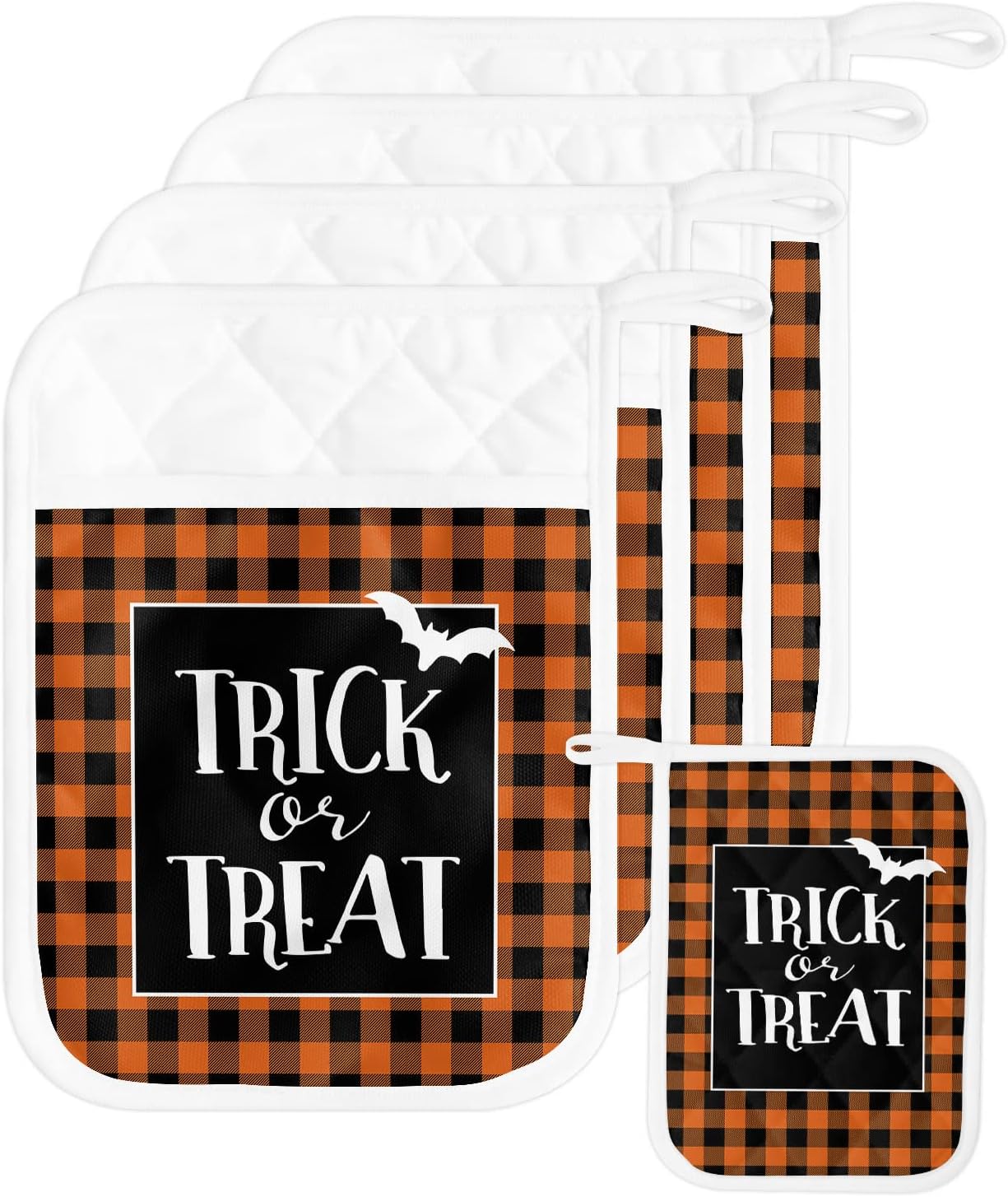 Halloween Buffalo Check Pot Holder Set of 5