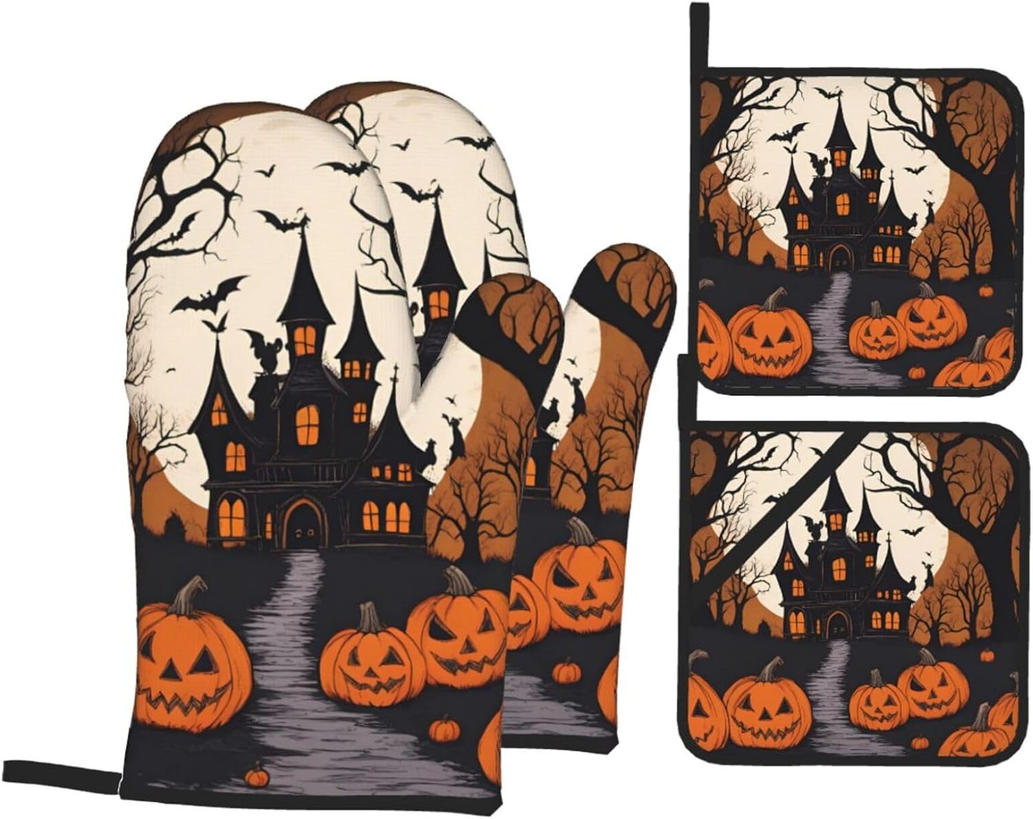 4-Piece Heat-Resistant Oven Mitt Set