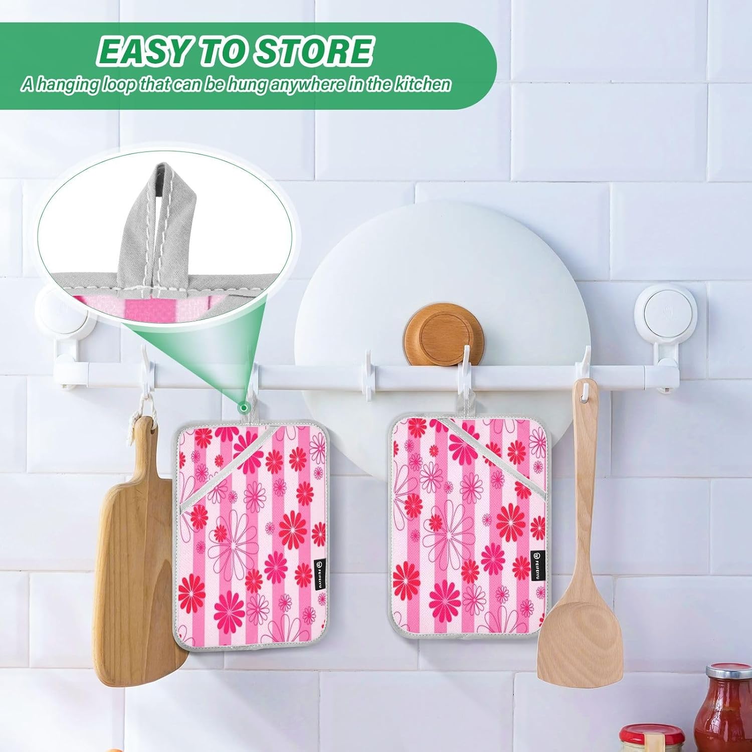 Kcldeci Spring Flowers 2Pack Pot Holder Set Heat-Resistant Oven Mitts