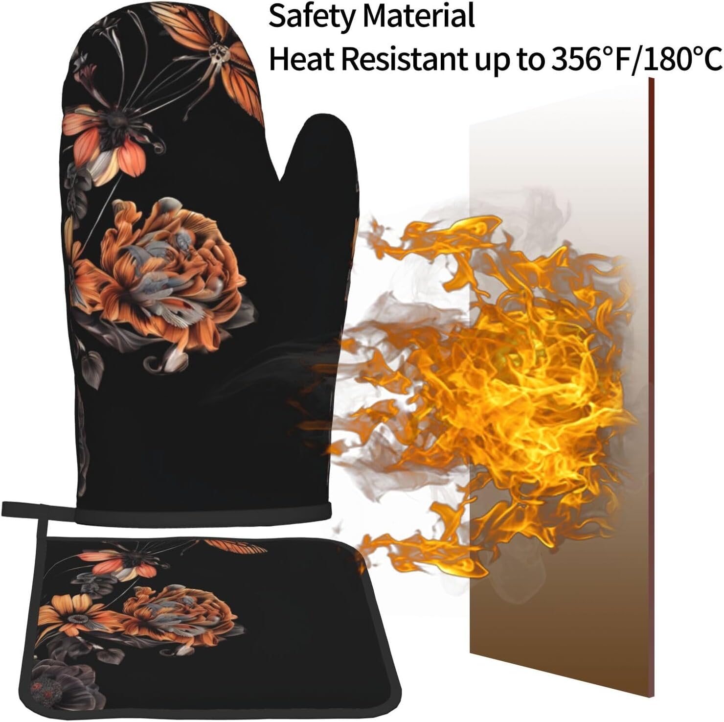 Colorful Butterfly Oven Mitts Pot Holders Set