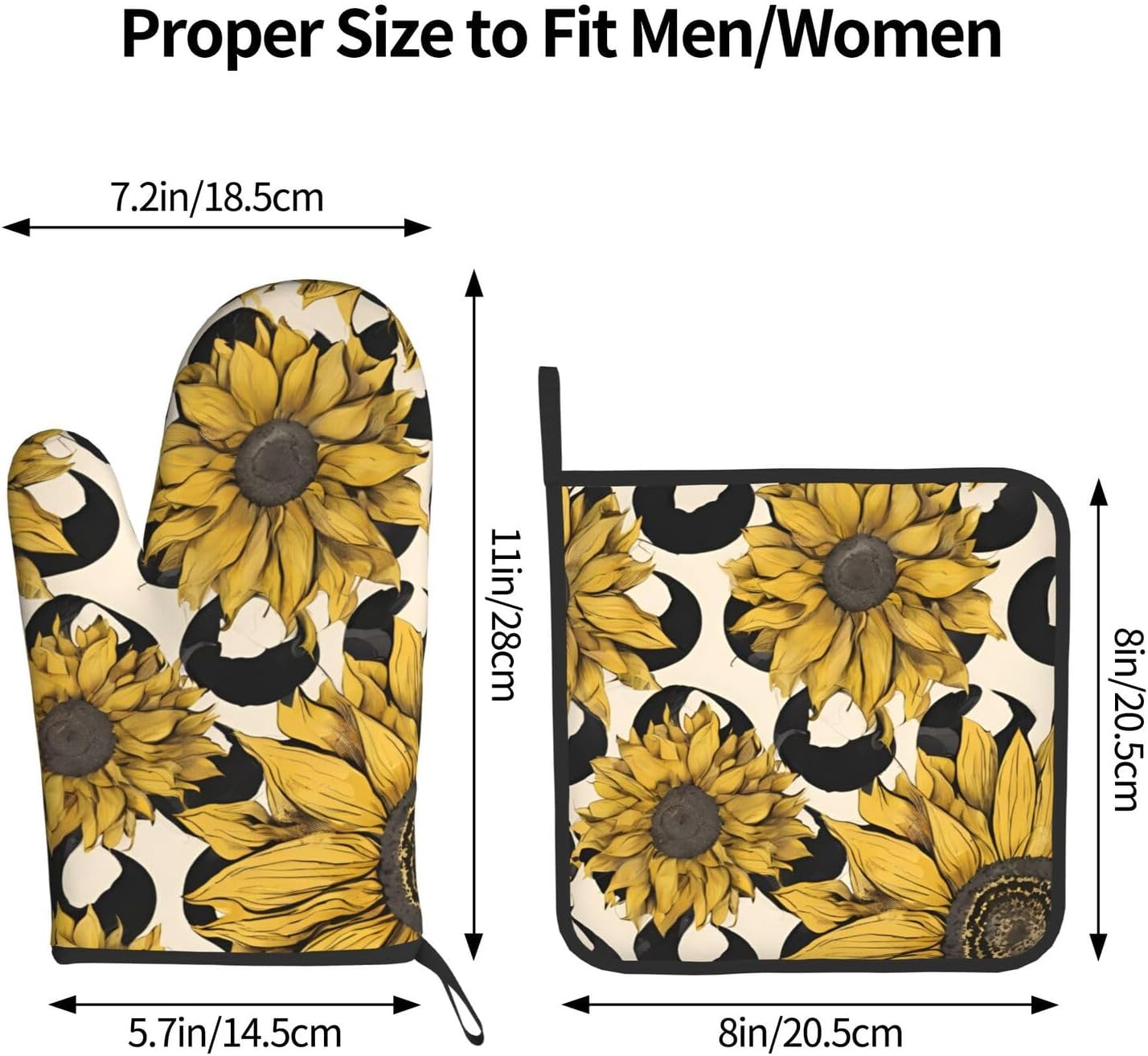 Sunflower Oven Mitts Set - 2-Piece Heat-Resistant KitchenP_globes