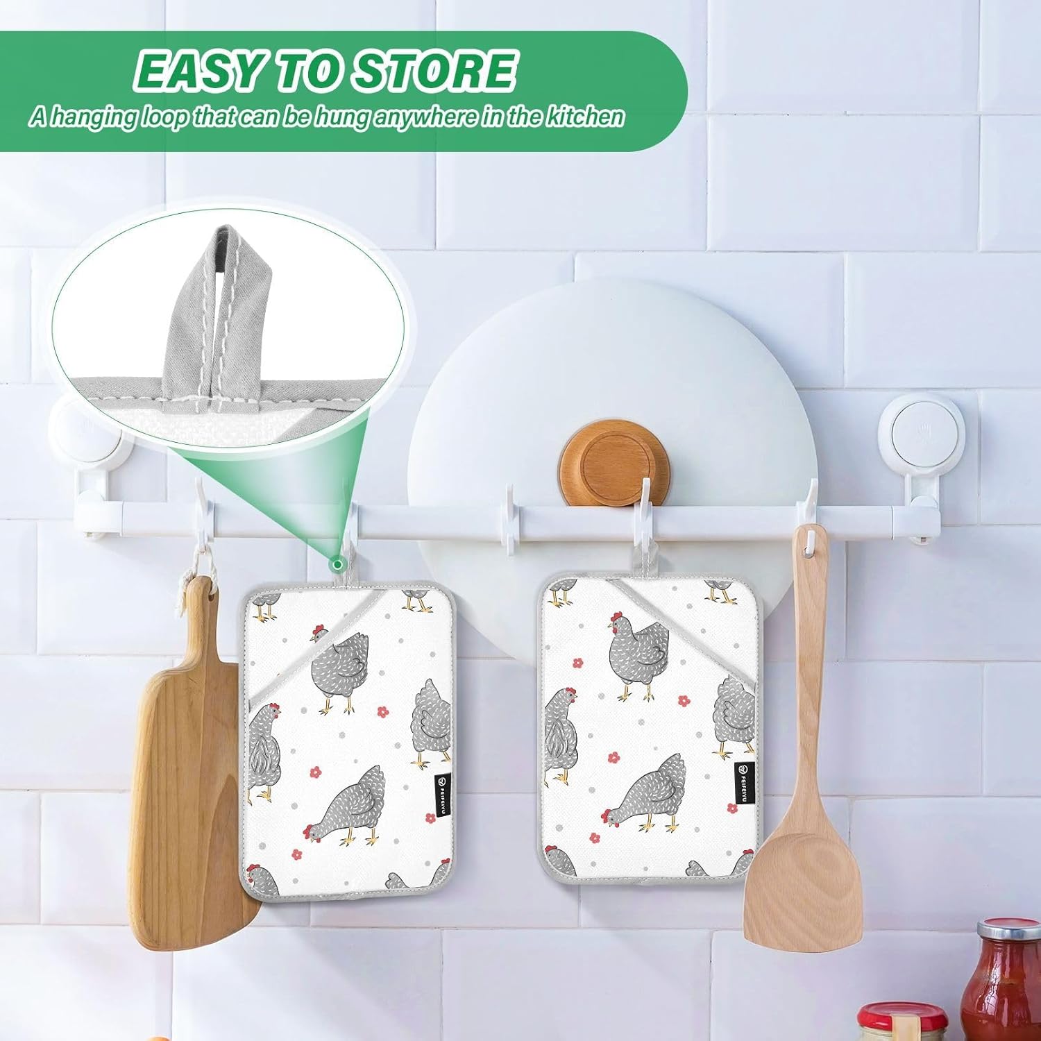 Dalzium Potholder Set of 2 Heat Resistant Oven Mitts with Hand Pocket
