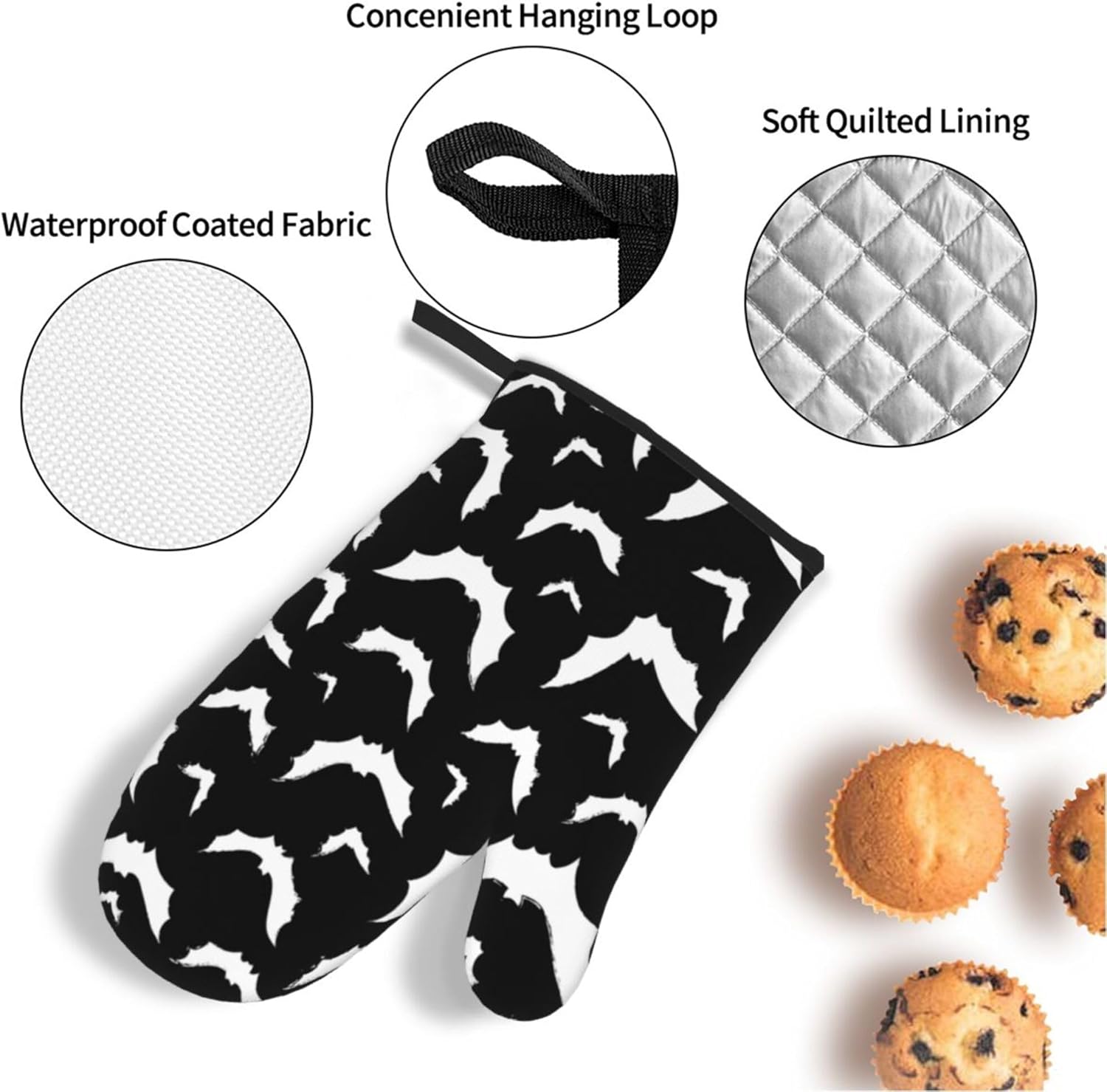 Halloween Black Cats Oven Mitts and Pot Holders Set