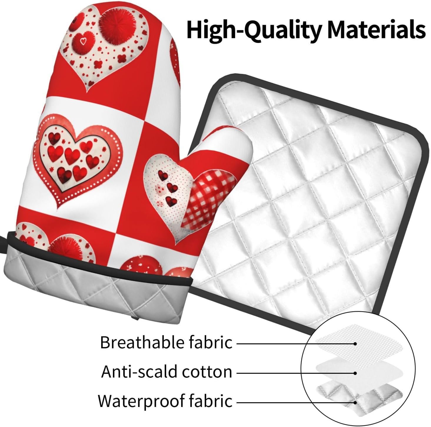 Valentines Day Love Oven Mitt and Pot Holder Set