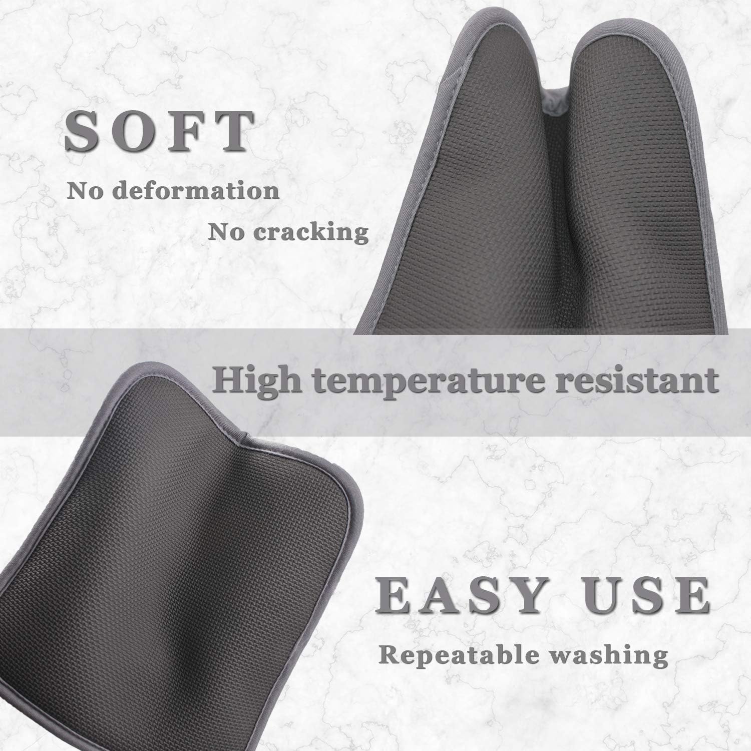 2x Gray Pot Holders Heat Resistant Oven Mitts for Kitchen Use