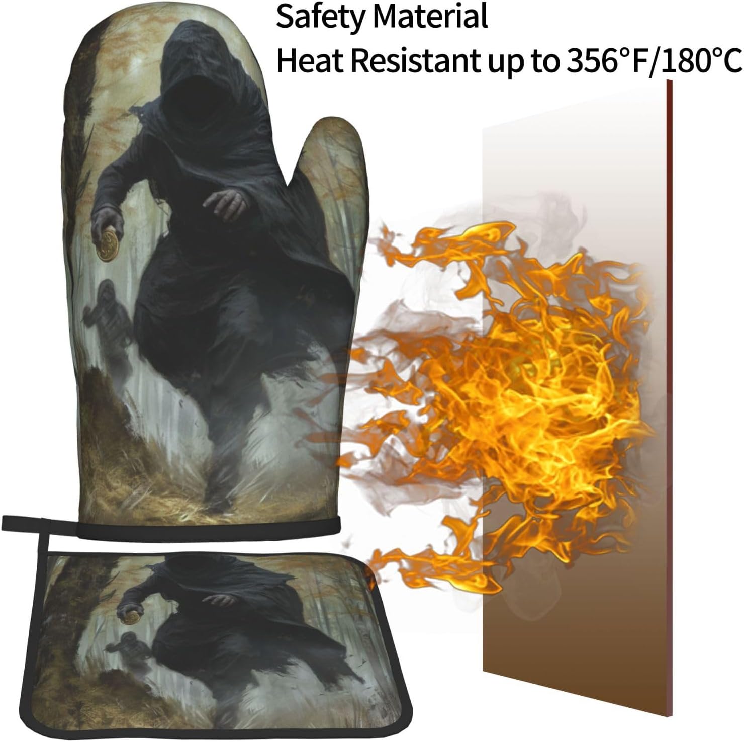 Halloween Heat-Resistant Oven Mitts Set