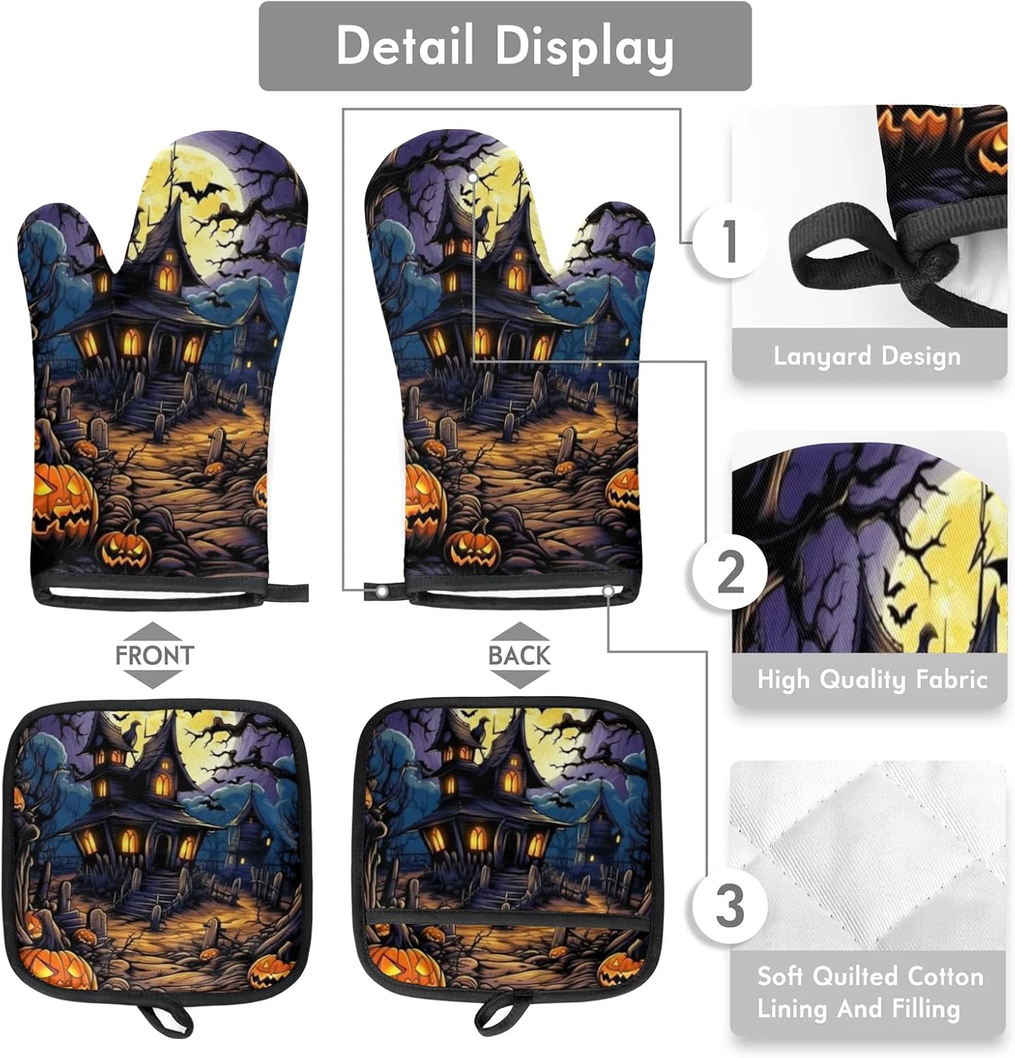 Aglebo Halloween Castle Oven Mitts Set of 2
