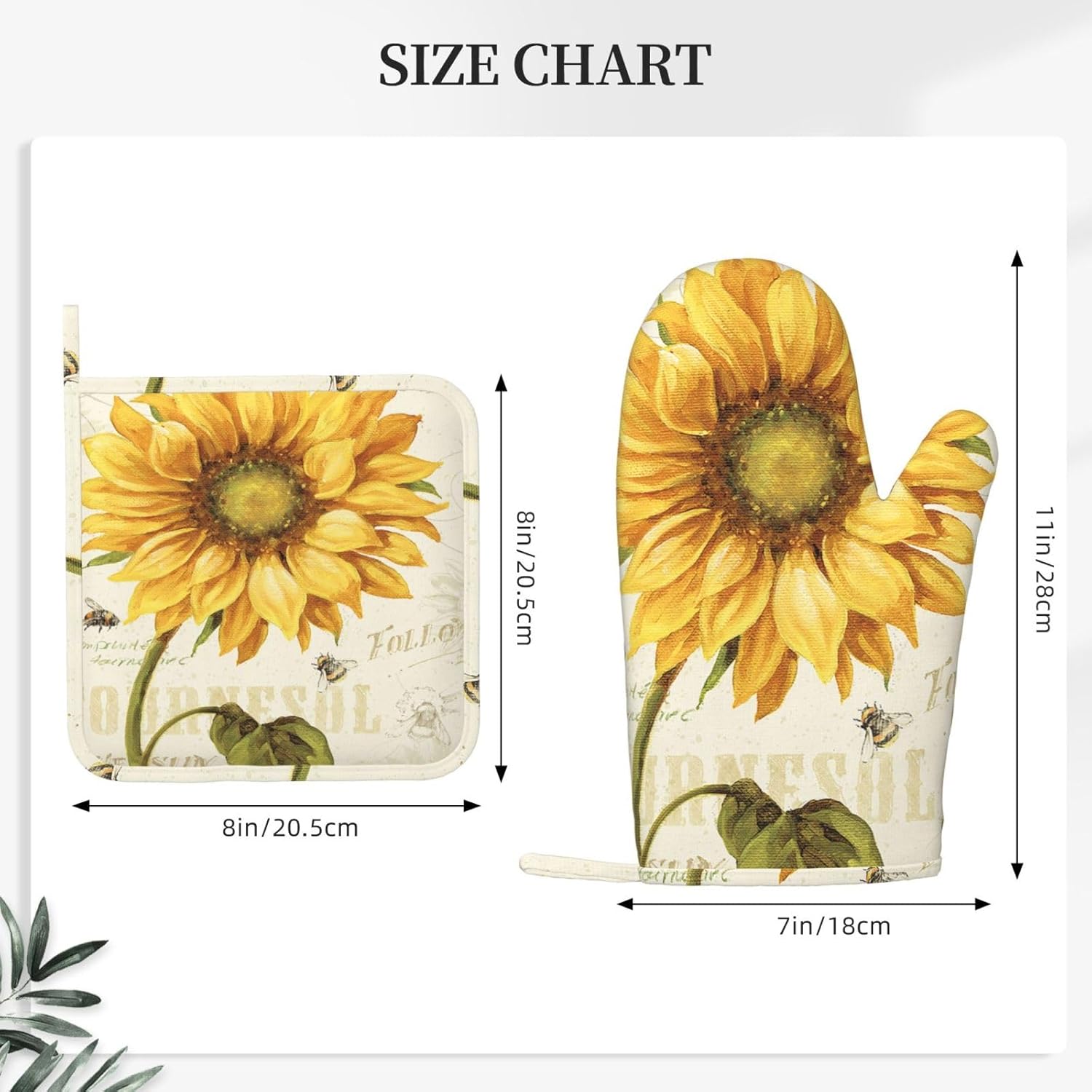 Sunflowers Oven Mitts Pot Holders Set for Kitchen Use
