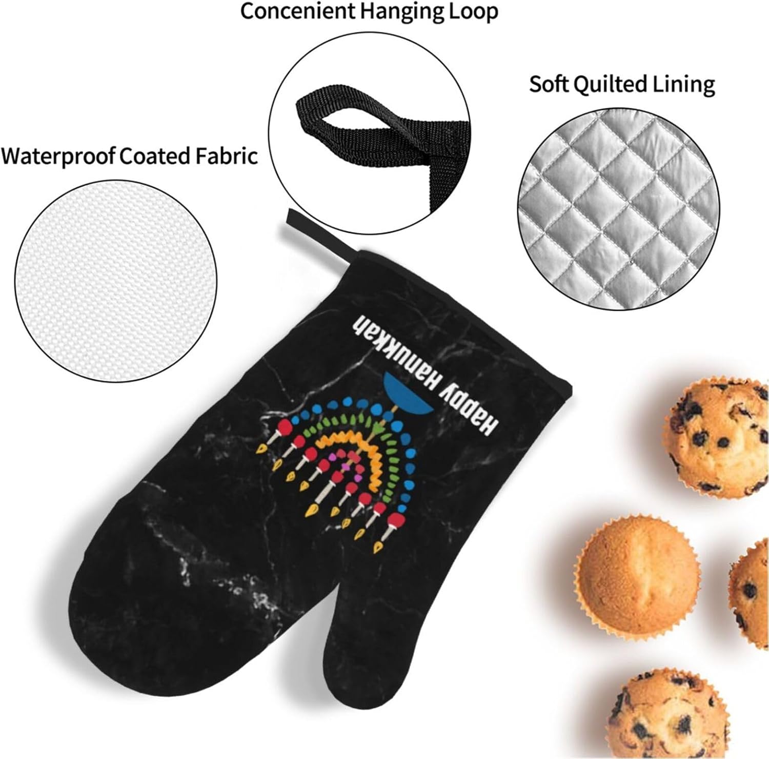 Delightful Hanukkah Heat-Resistant Oven Mitts and Pot Holders Set 4PCS