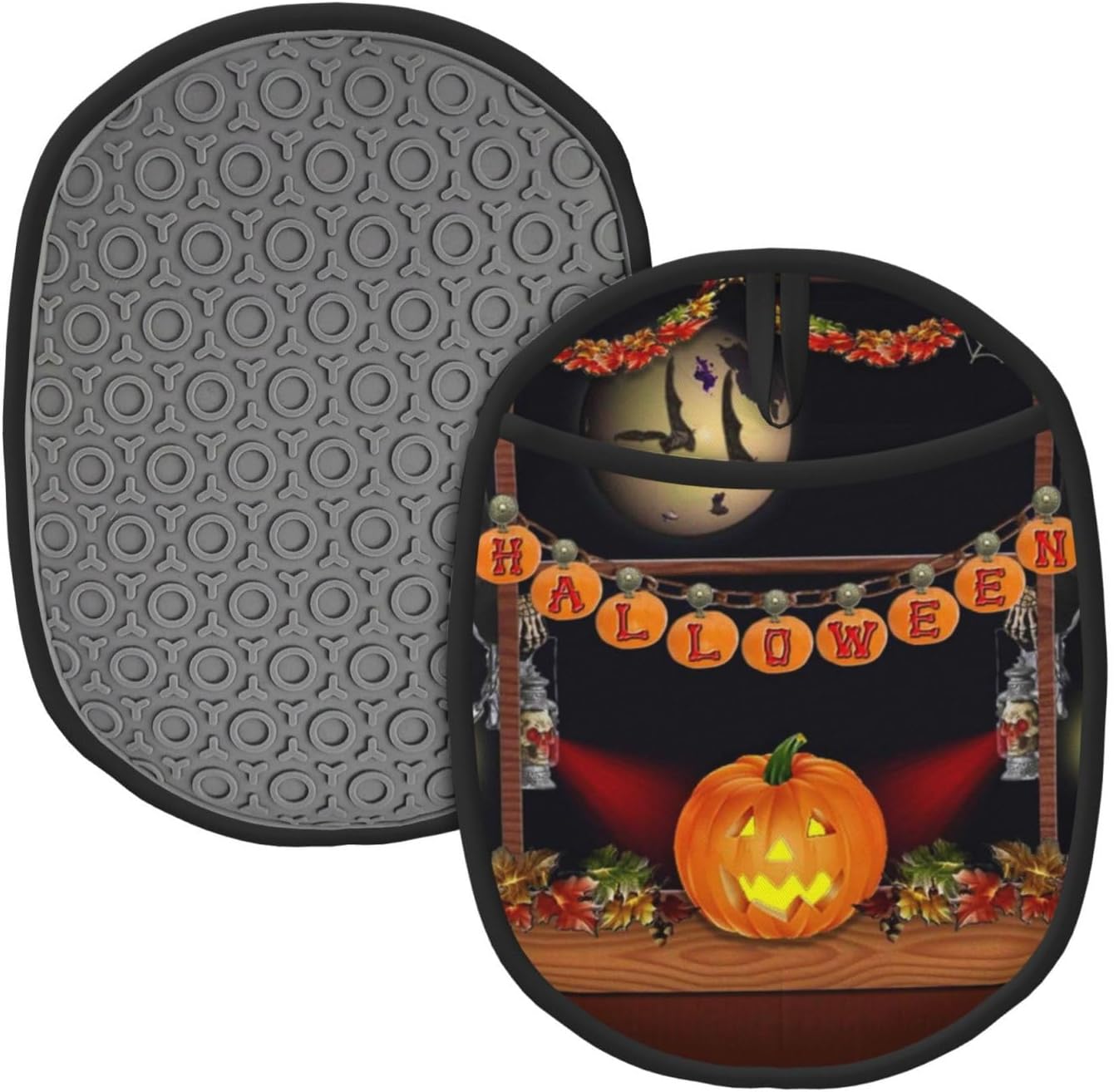 Halloween Festive Non-Slip Heat Resistant Silicone Oven Mitts