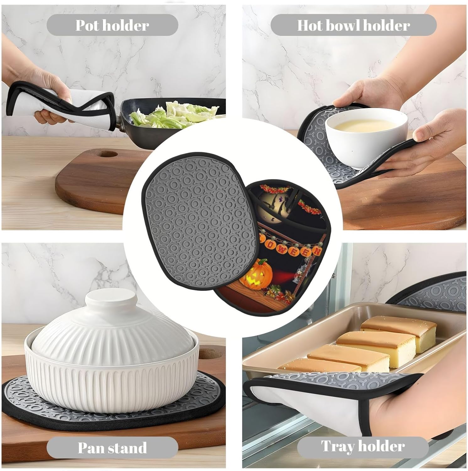 Halloween Festive Non-Slip Heat Resistant Silicone Oven Mitts