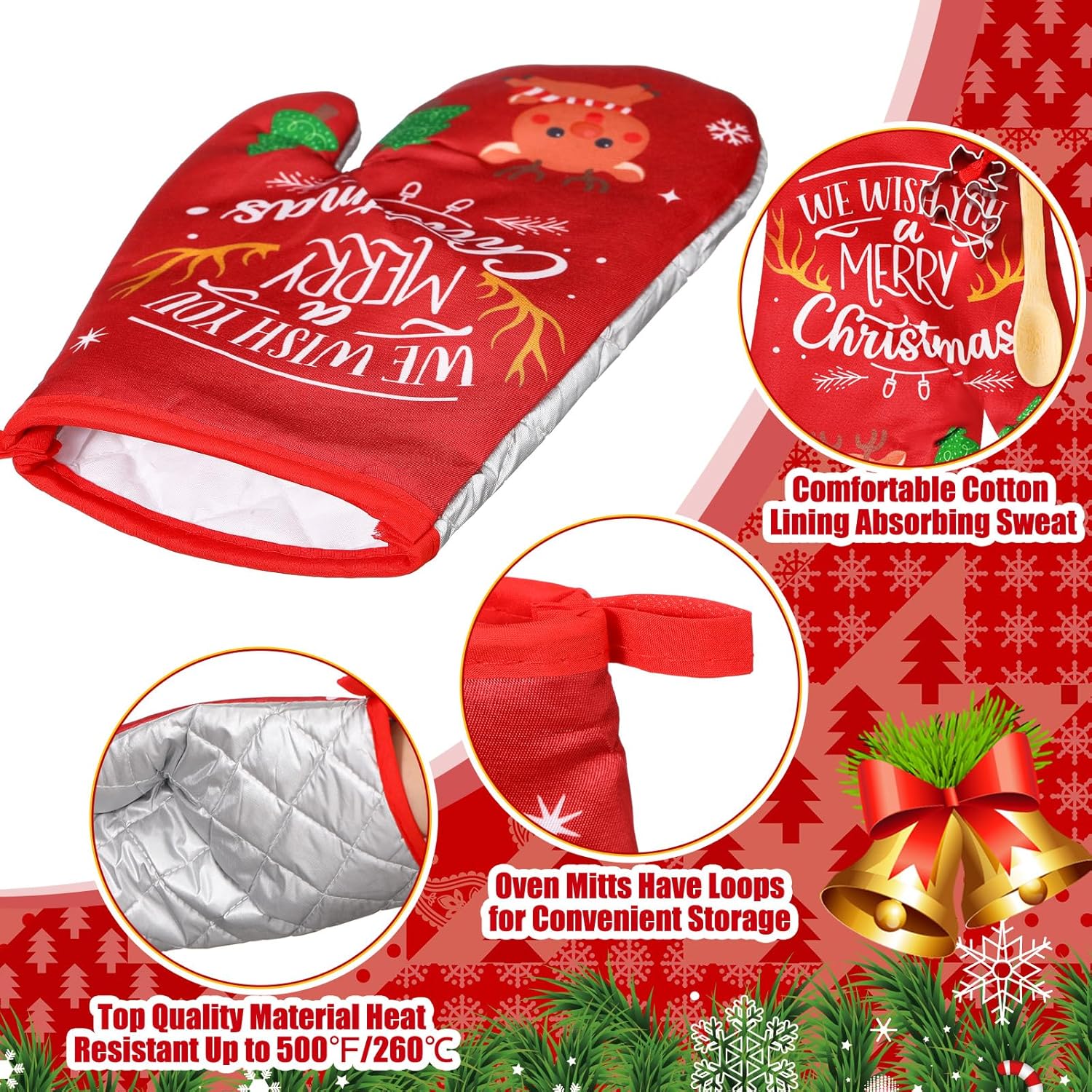 48 Piece Christmas Oven Mitt Set for Baking Lovers