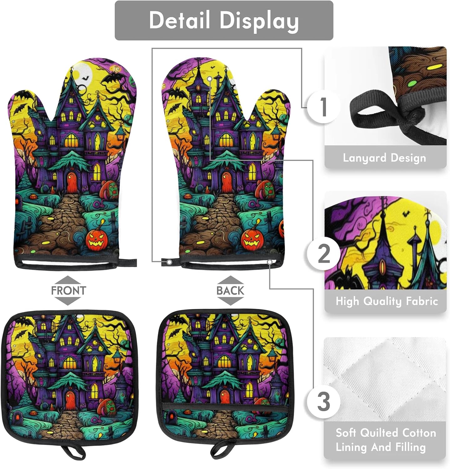 Aglebo Halloween Oven Mitt Set Safe Hands Heat-Resistant Pumps