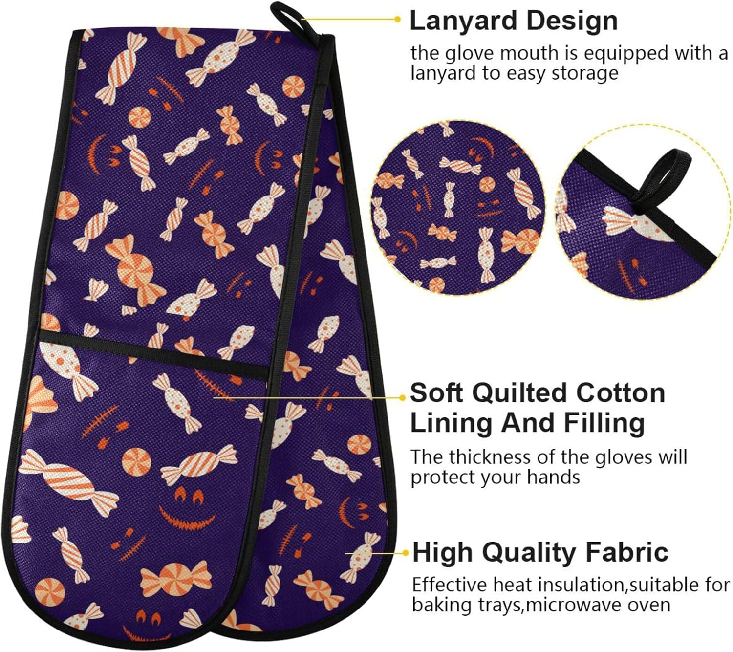 Double Oven Mitts Halloween Heat-Resistant Oven Glove