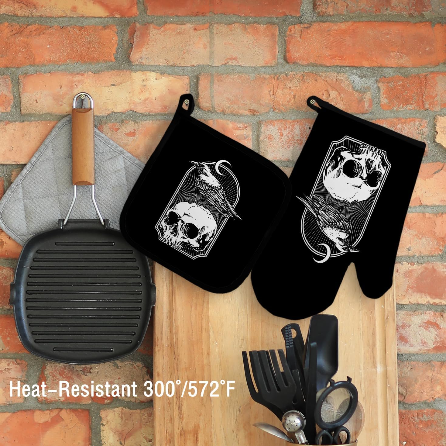Gothic Skeleton Pot Holder Set