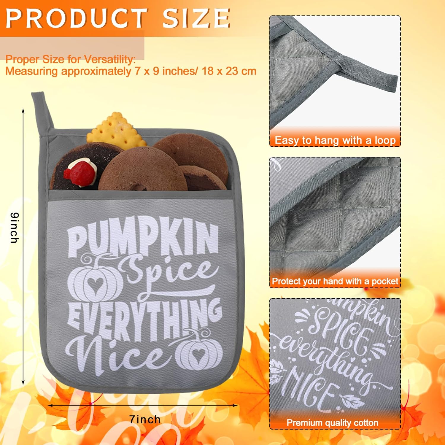 Zhehao 8 Pcs Thanksgiving Pot Holders Set with Pockets