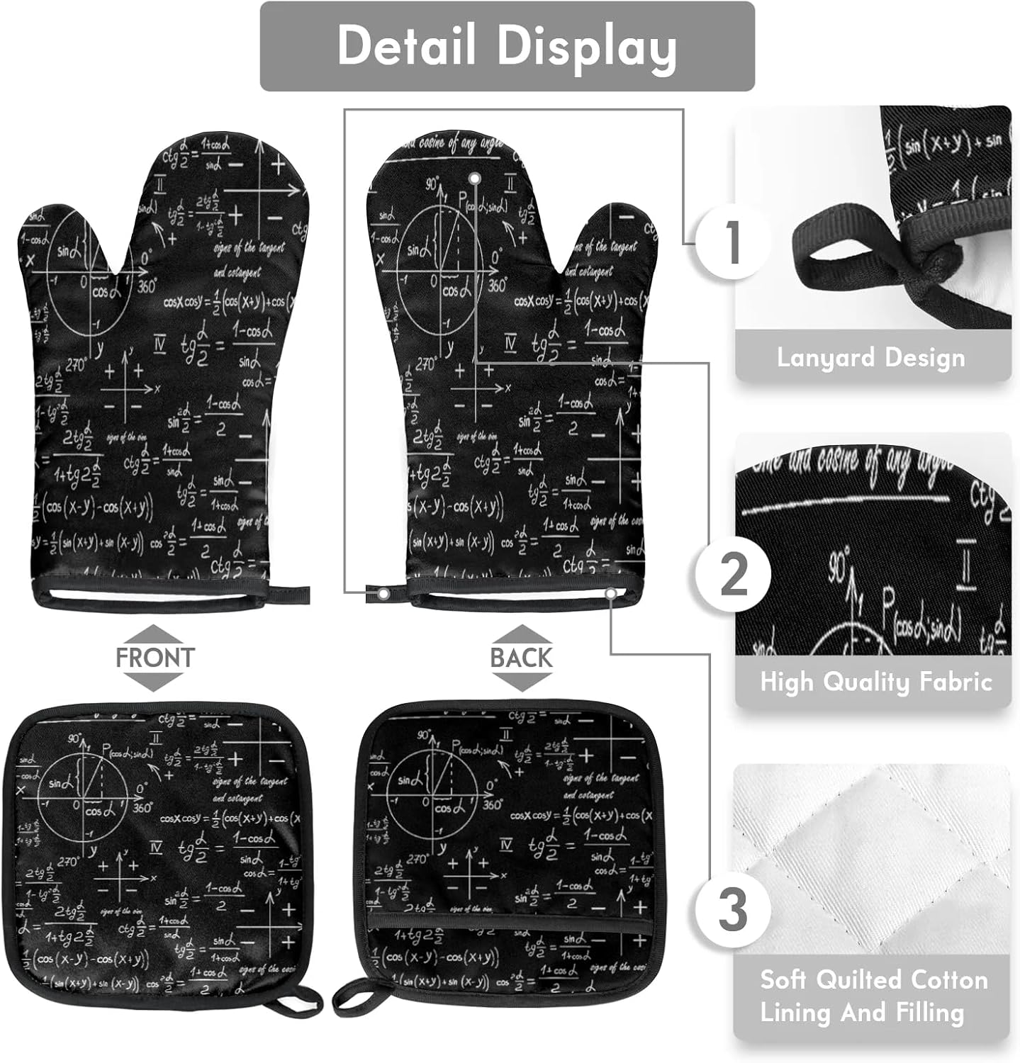 Knowledge Interesting Design Pot Holder Oven Mitt Set for Kitchen