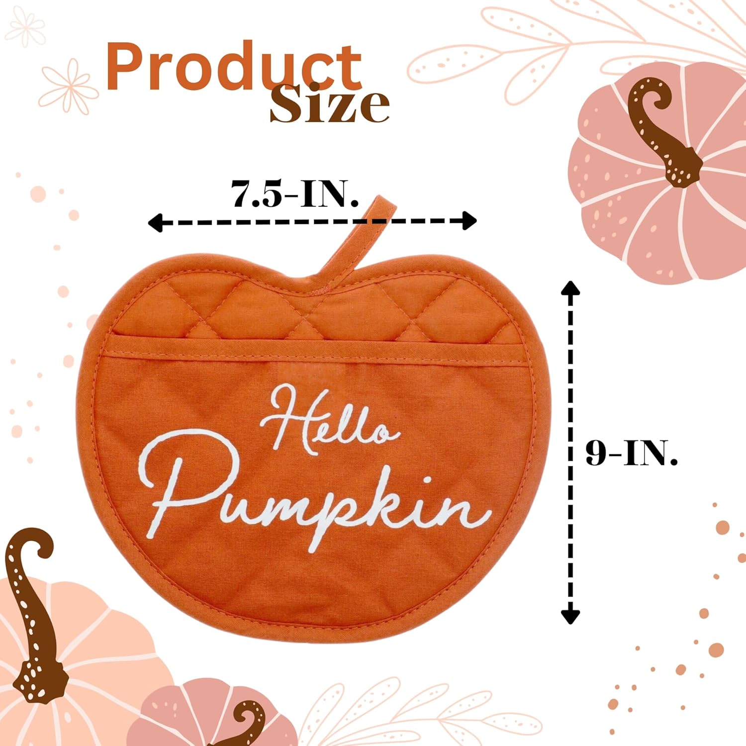 A1U Orange Pumpkin Shaped Oven Mitt Set of 2