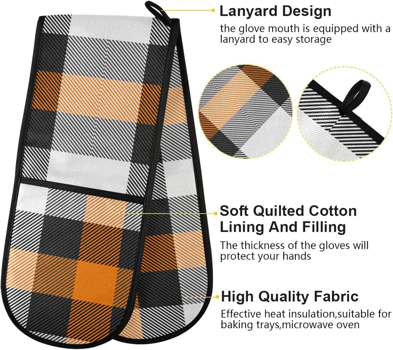 Heat-Resistant Halloween Plaid Oven Mitts