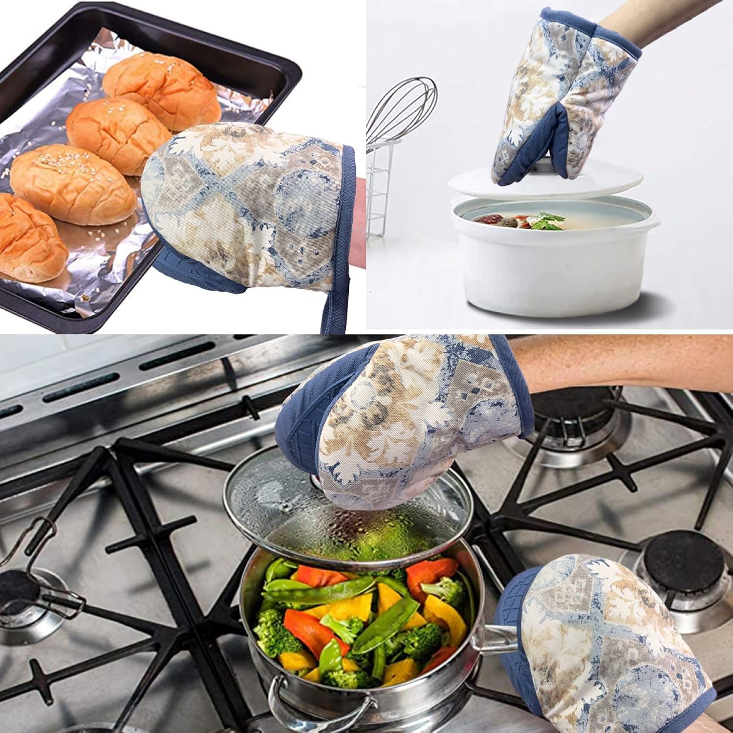 Alselo Mini Silicone Oven Mitts 2-Pack Dusty Blue 1