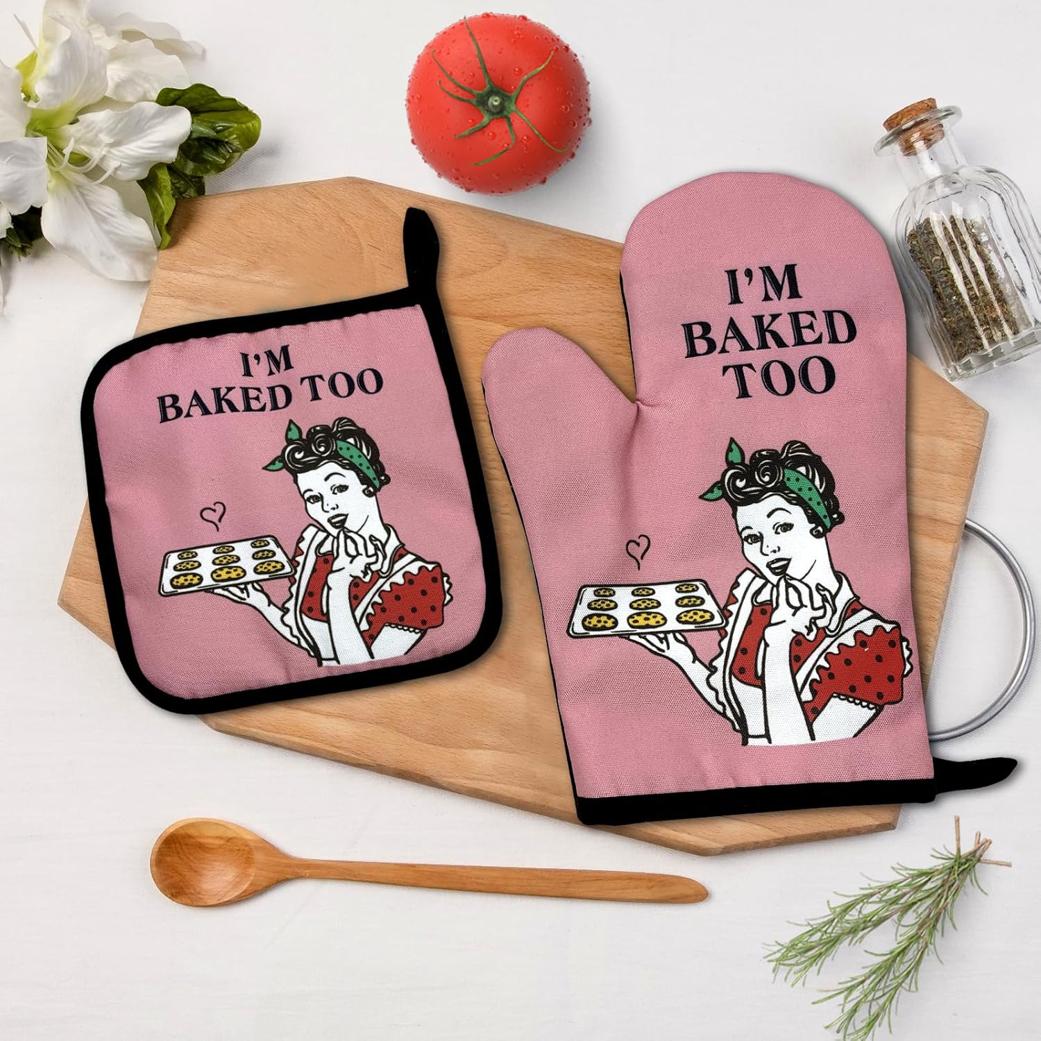 I Am Baked Too Funny Oven Mitts Set of 2