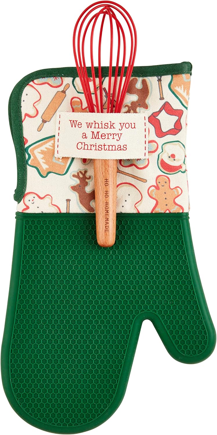 Mud Pie Christmas silicone oven mitt whisk set