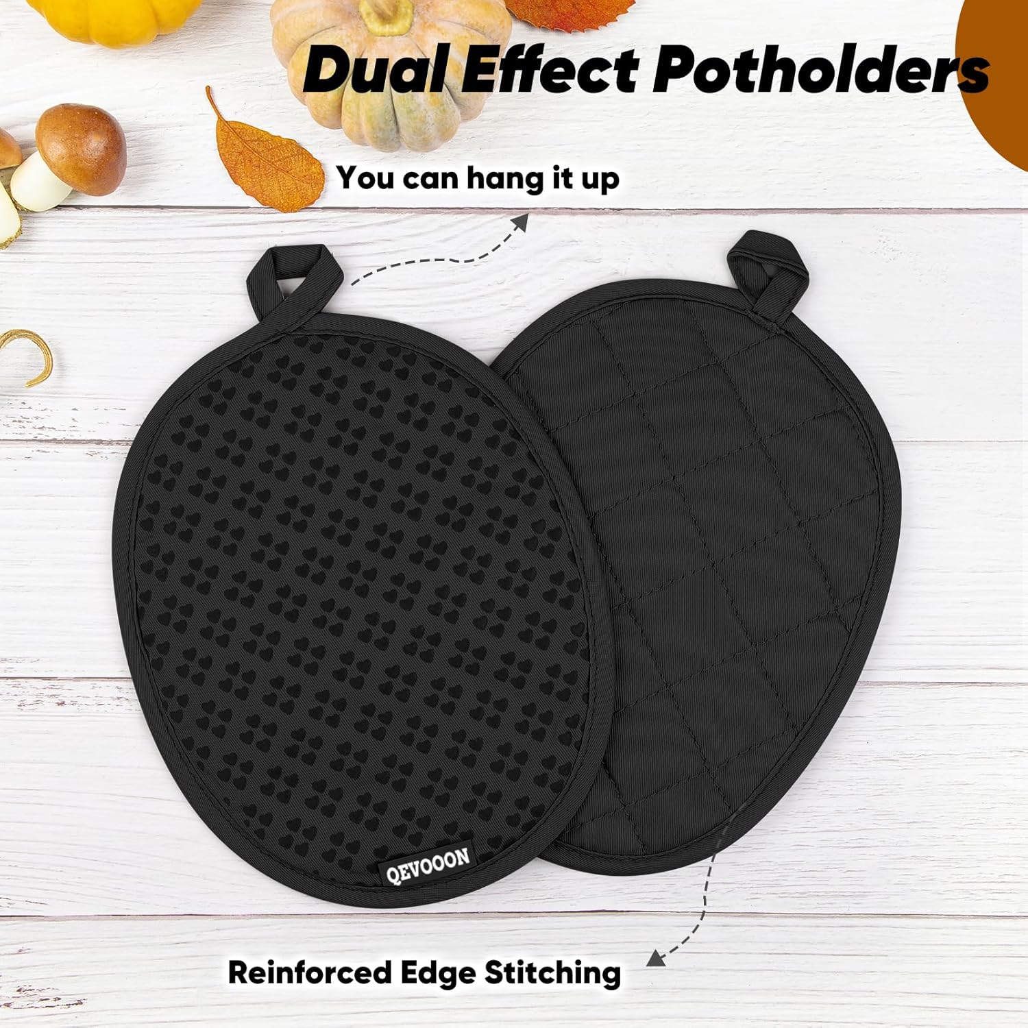 Qevooon Oven Mitts Pot Holders Set - Heat Resistant Silicone grip Easy to Use