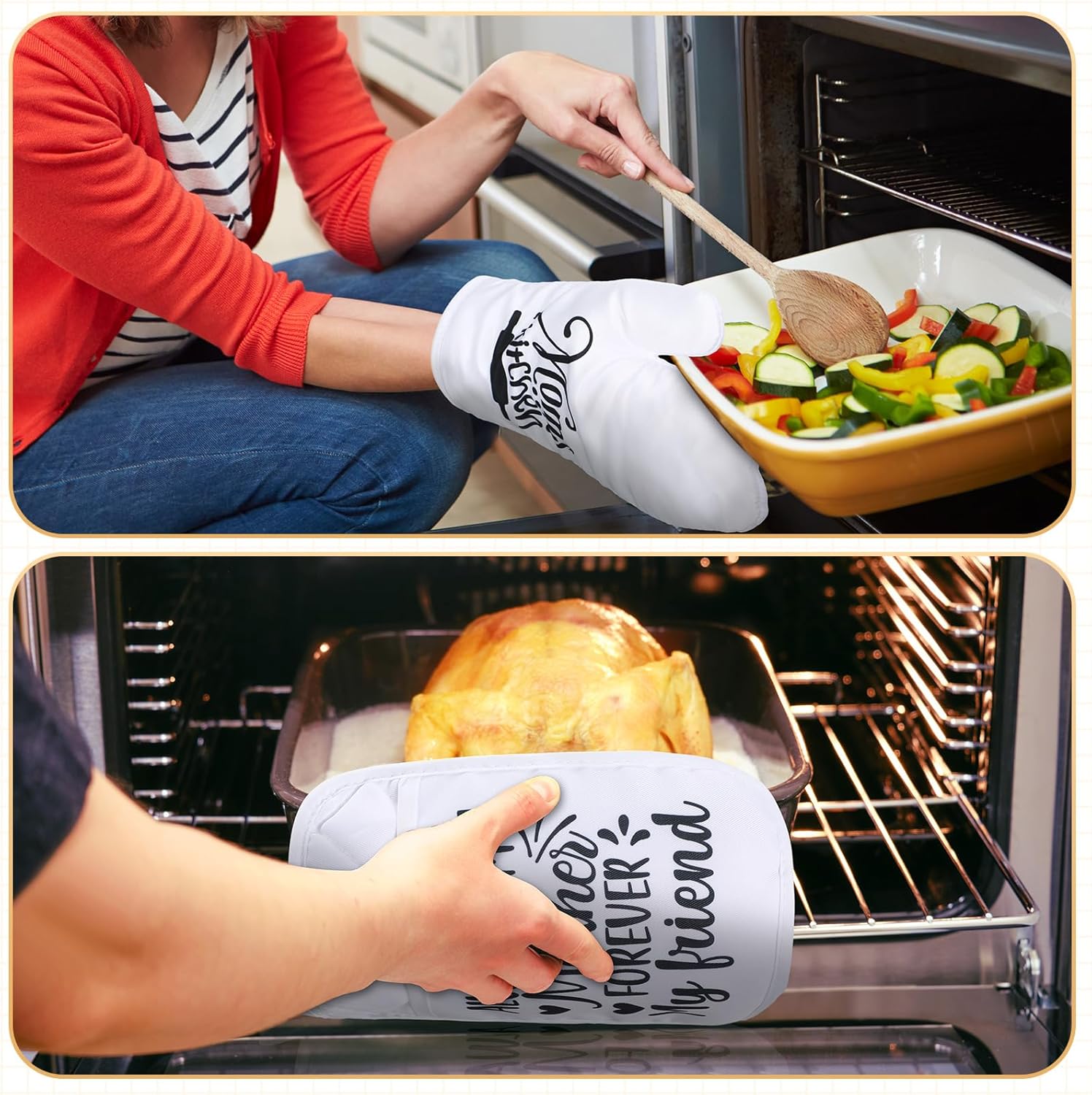 Shinymoon Oven Mitts and Apron Kitchen Gift Set