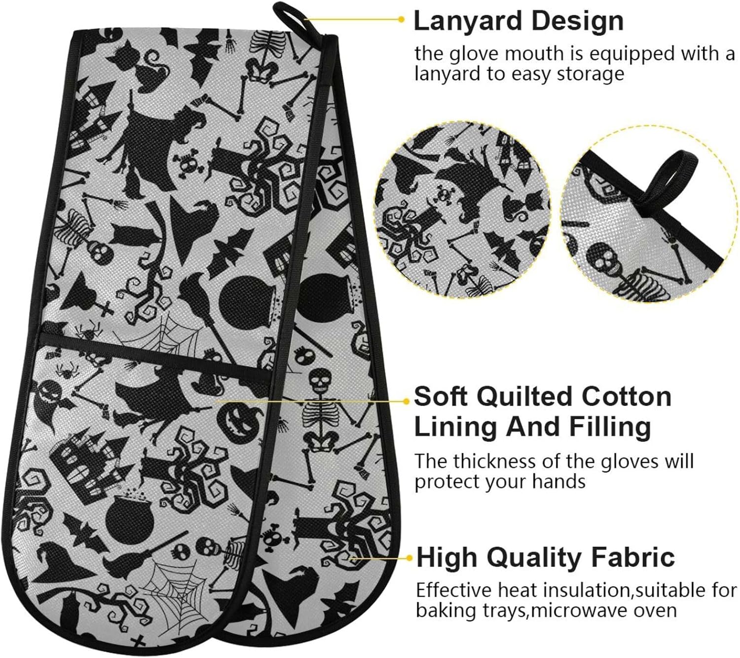 Black Halloween Double Oven Mitts with Pumps